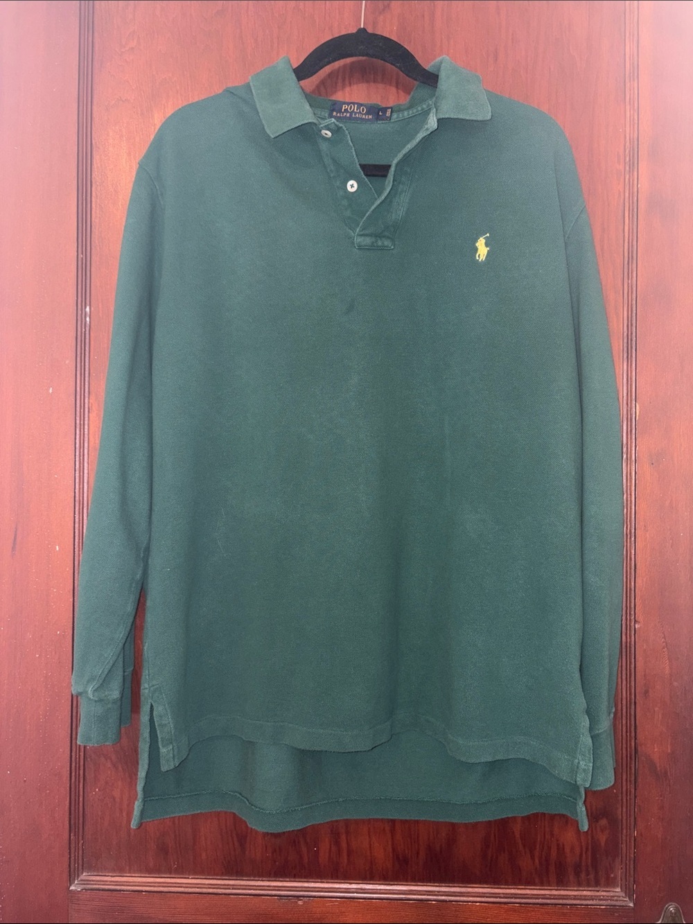 Polo by Ralph Lauren Forest Green Long-Sleeve Polo with Yellow Pony